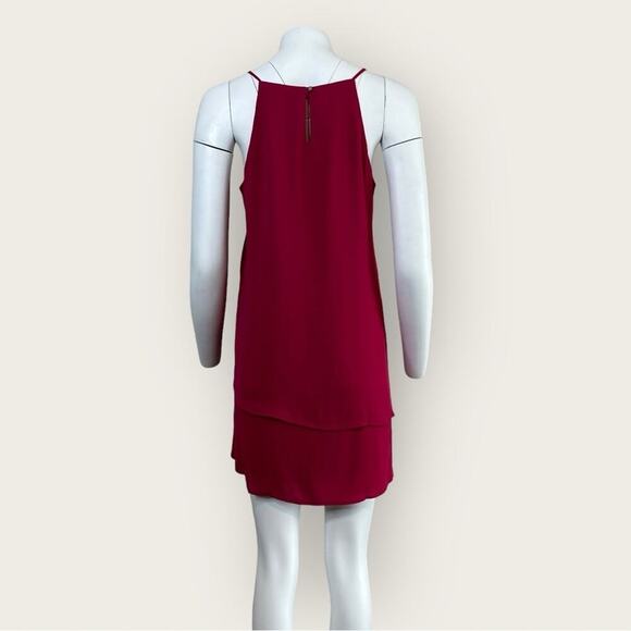 NWT | Krisa | V-Neck Layered Sleeveless Chiffon Mini Dress | Pink | Small - Picture 3 of 10